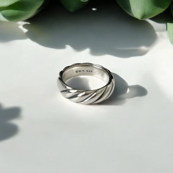 David Yurman 925 Sterling Silver 6mm Sculpted Cable Contour Ring Size 6US - Picture 2 of 2